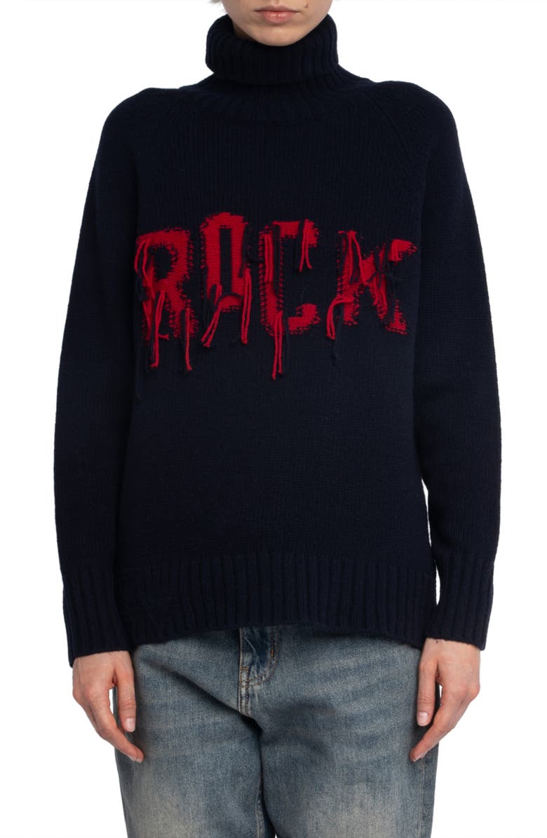 Zadig & Voltaire Mora We Rock Merino Wool Turtleneck Sweater, Main, color, 