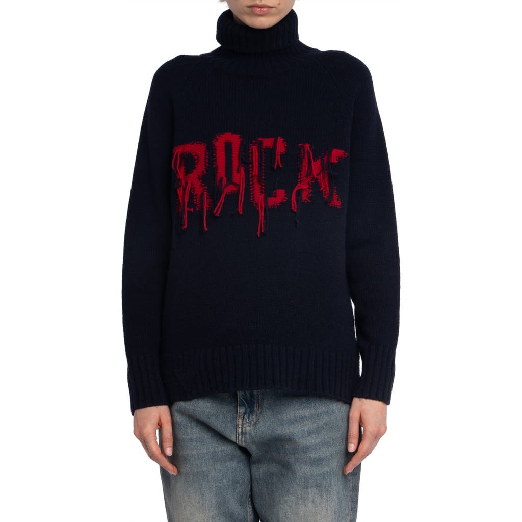 Zadig & Voltaire Womens Light Blue Mora Rock-intarsia Merino-wool Jumper In Black