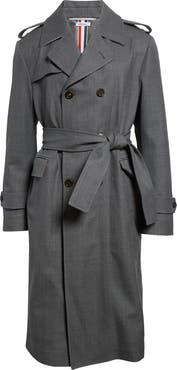 Thom Browne Unstructured Wool Blend Twill Trench Coat