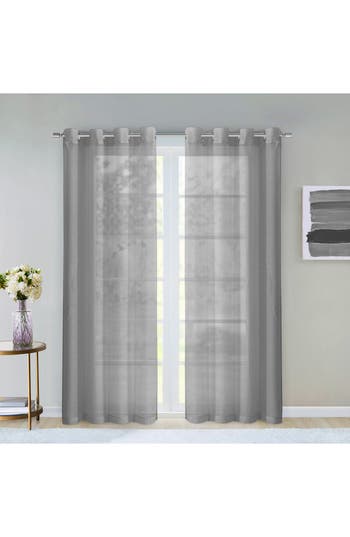 Dainty Home Sheer Set Of 2 Panel Curtains In Grey