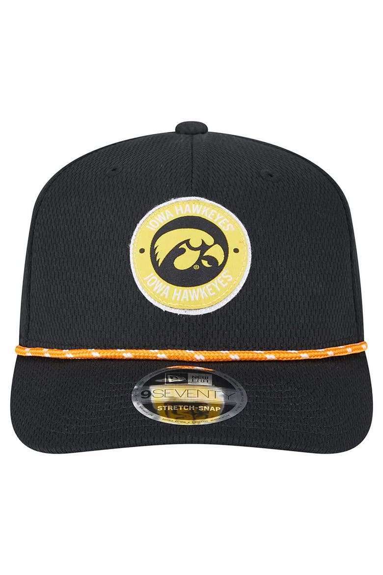 Men's New Era Black Iowa Hawkeyes COOLERA 9SEVENTY Rope Stretch-Snap Hat, Alternate, color, Black