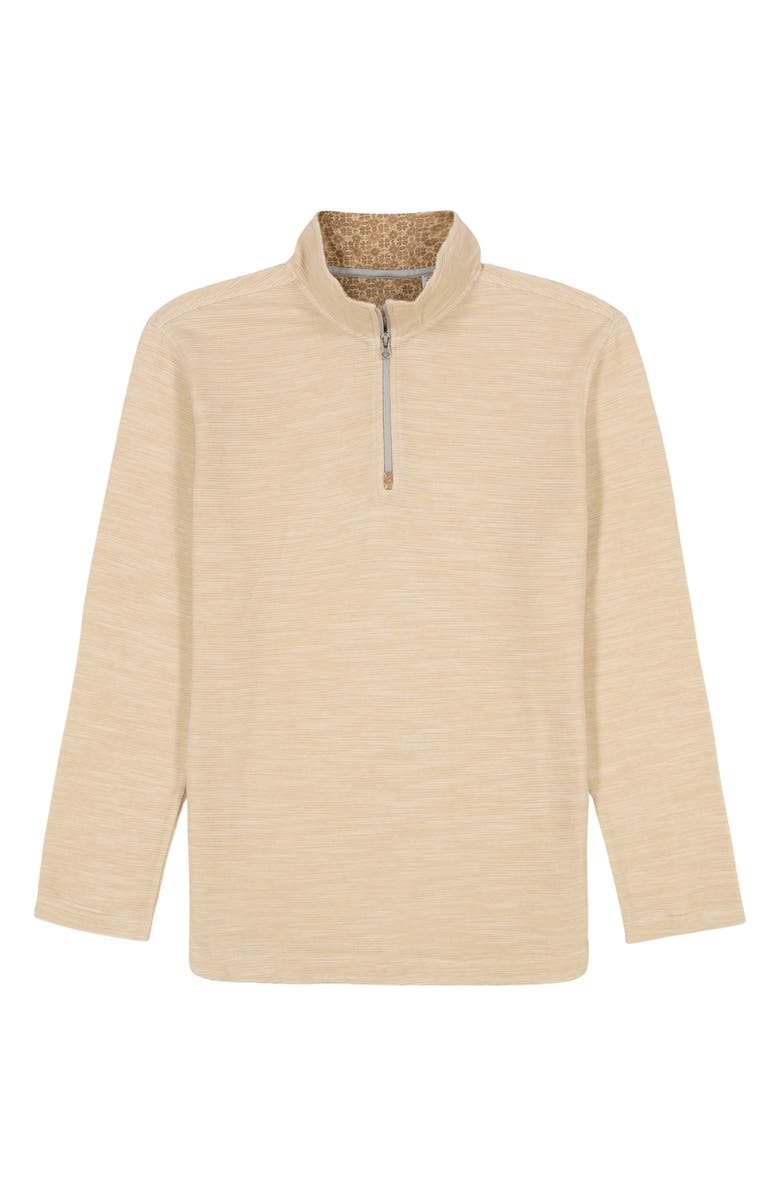 Robert Graham Ledson Space Dye Cotton Quarter Zip Top, Alternate, color, Oatmeal