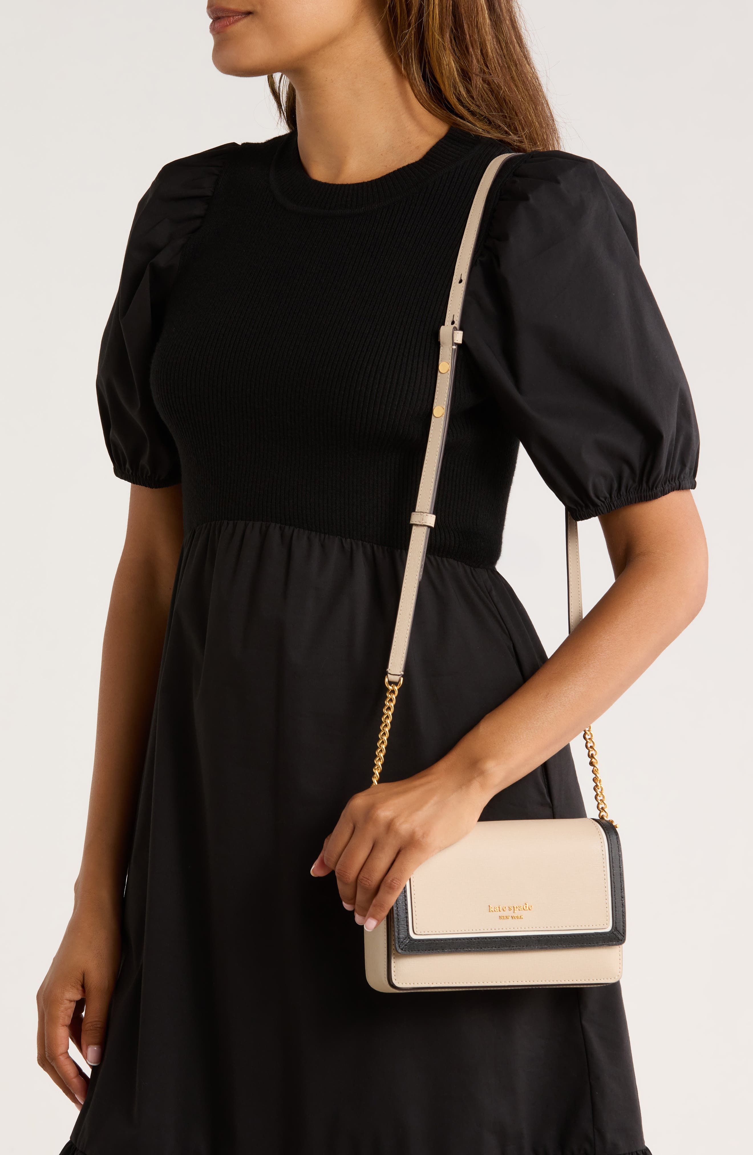 morgan colorblock saffiano leather crossbody bag, Alternate, color, EARTHENWARE