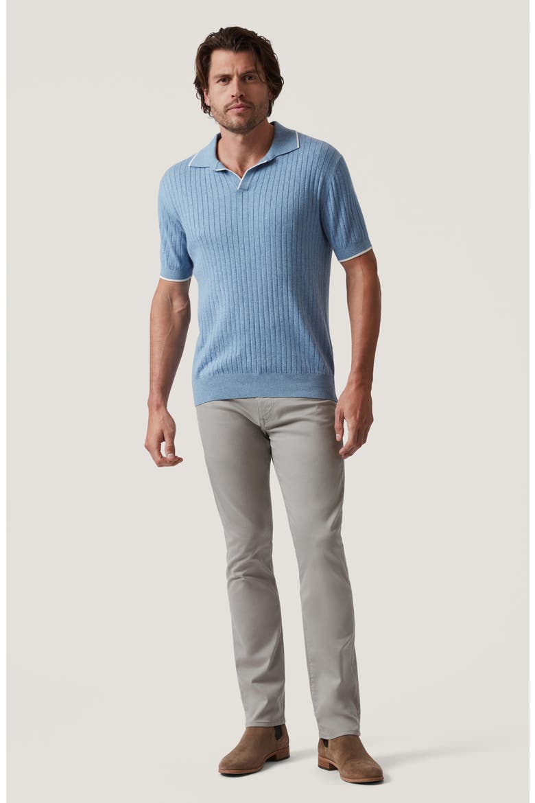 Rib Short Sleeve Polo Sweater, Alternate, color, BLUE
