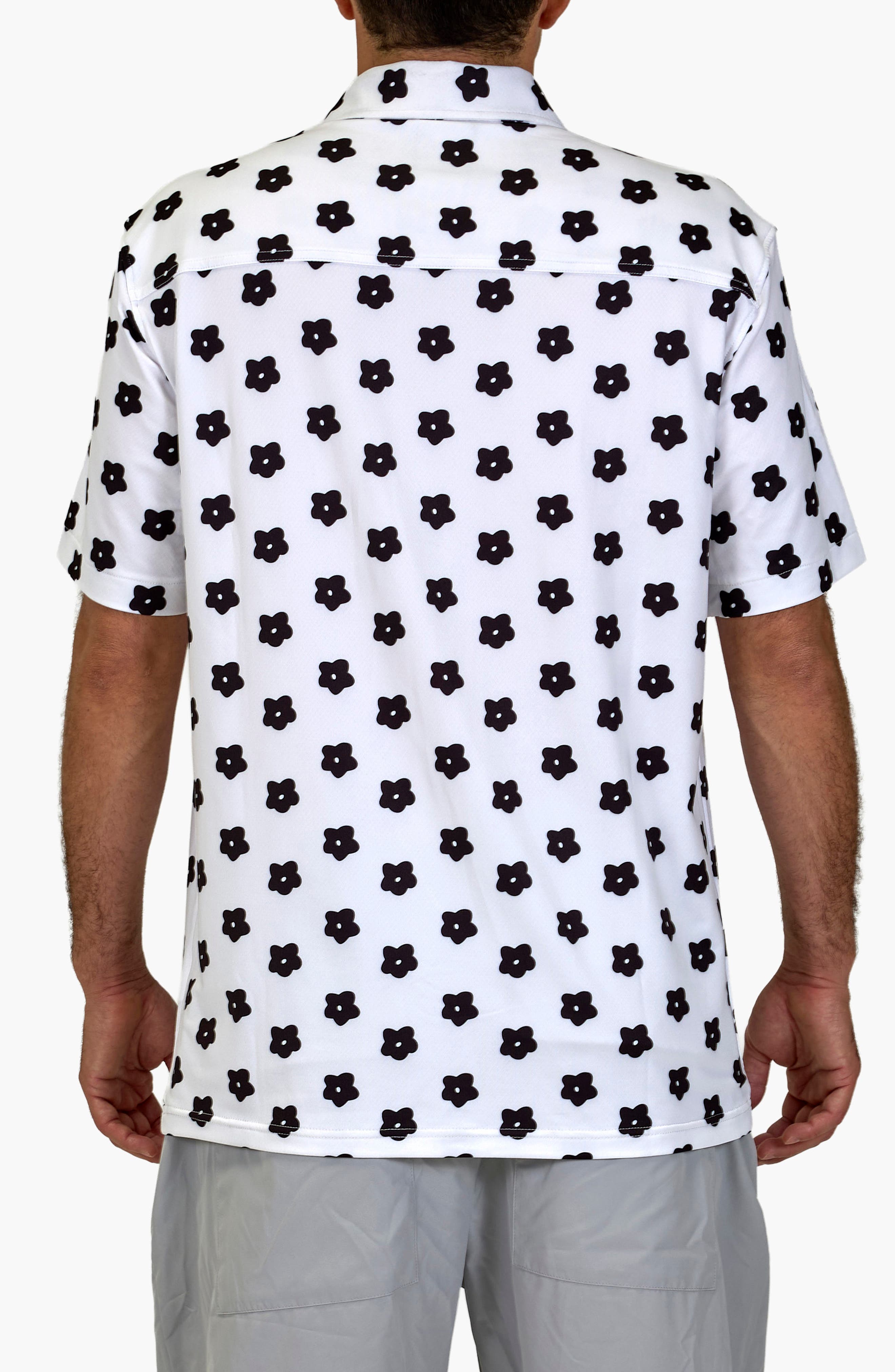 Flower Power Aqua Terra Performance Short Sleeve Button-Up Shirt - image 2