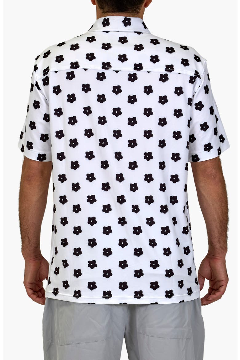 Flower Power Aqua Terra Performance Short Sleeve Button-Up Shirt, Alternate, color, WHITE
