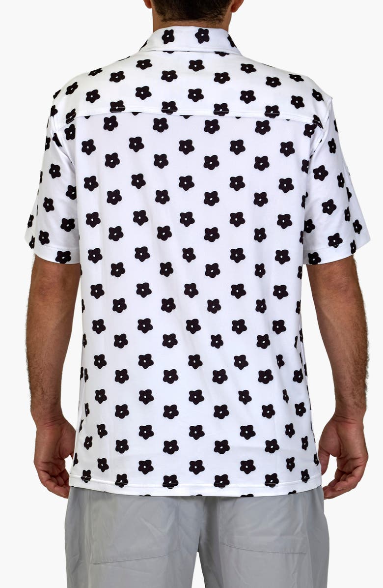 VAST Flower Power Aqua Terra Performance Short Sleeve Button-Up Shirt, Alternate, color, White