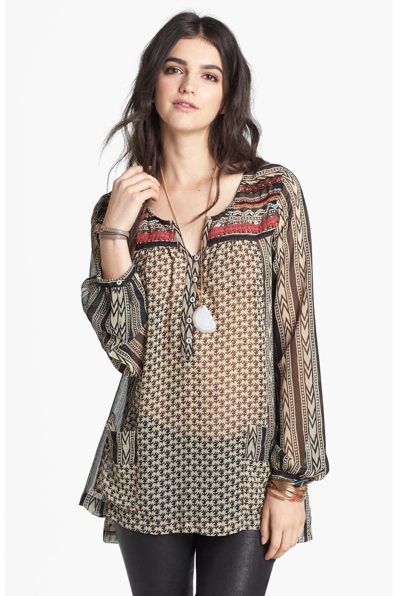 'Feather in the Wind' Tunic Top, Main, color, TEA COMBO