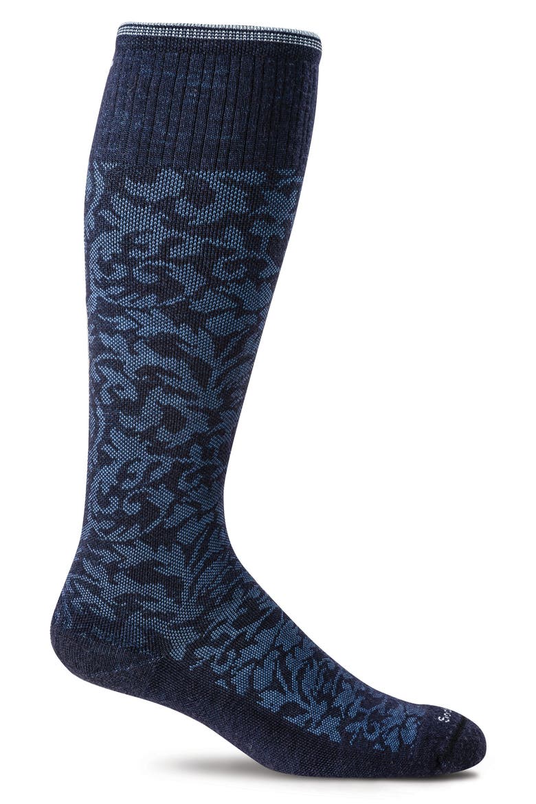 'Damask' Compression Socks, Alternate, color, NAVY