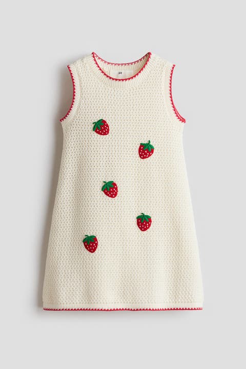 Appliquéd Hole-knit Dress