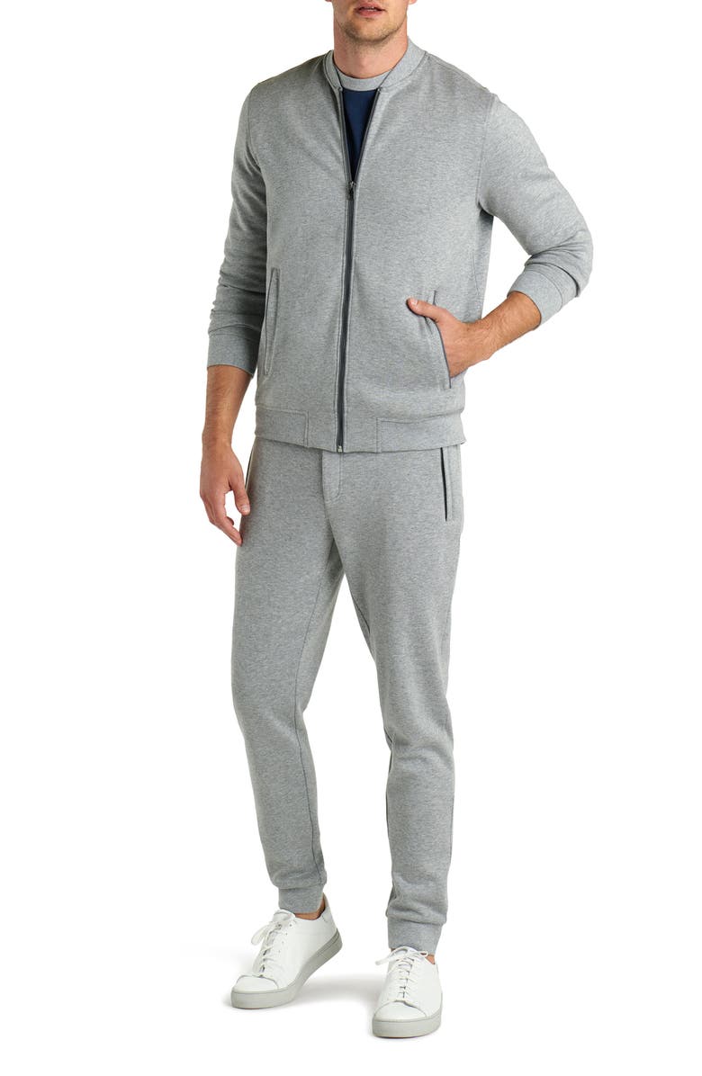 Bugatchi Comfort Zip Crewneck Sweatshirt, Alternate, color, Platinum