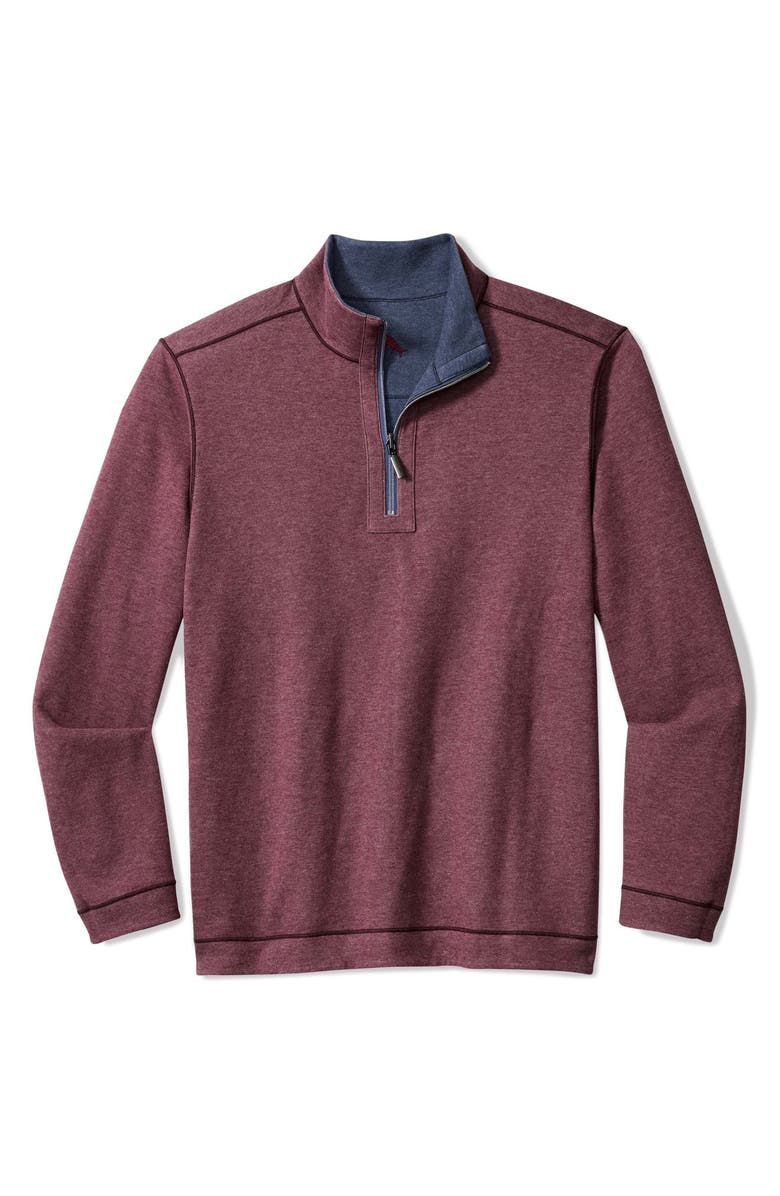 Tommy Bahama Flipview Reversible Half Zip Pullover, Alternate, color, Dark Cobalt Heather