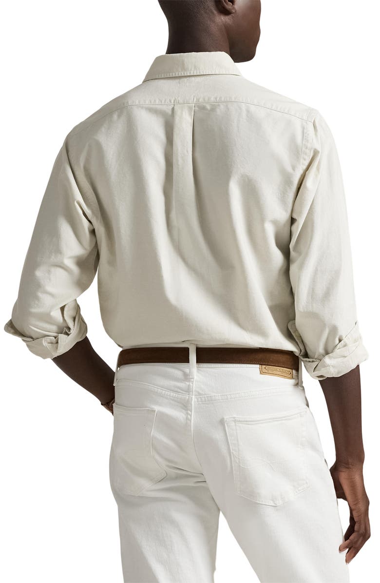 Polo Ralph Lauren The Iconic Solid Cotton Button-Down Oxford Shirt, Alternate, color, Basic Sand