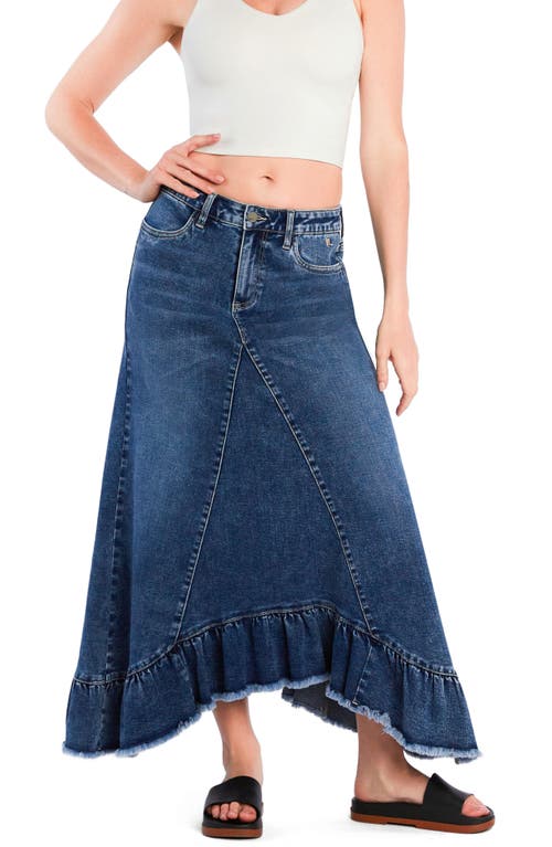 WASH LAB DENIM WASH LAB DENIM PIECED RUFFLE DENIM MAXI SKIRT