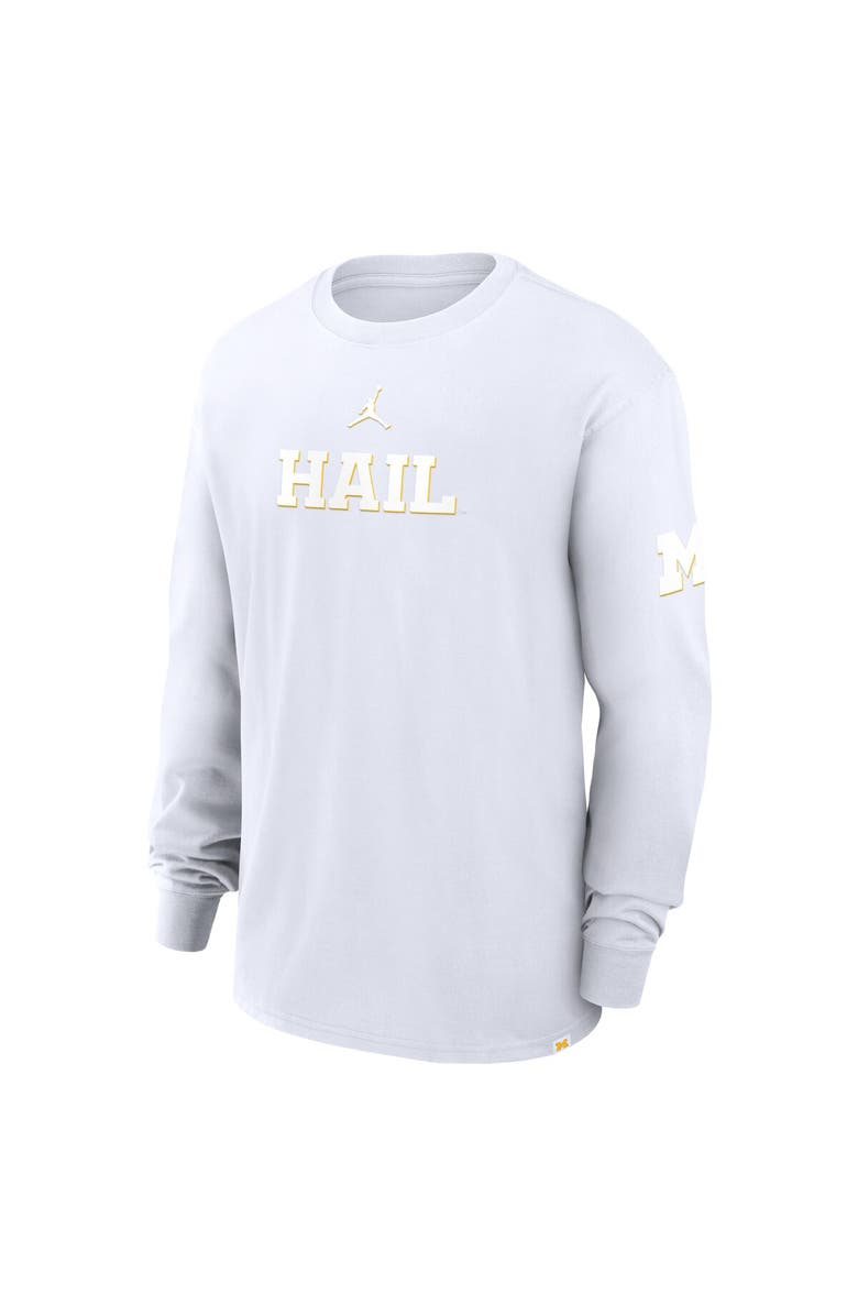 Jordan Brand Men's Jordan Brand White Michigan Wolverines 2-Hit Statement Max90 Long Sleeve T-Shirt, Alternate, color, White