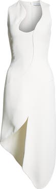 FERRAGAMO Asymmetric Sleeveless Stretch Crepe Dress
