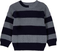 MiniMoi Kid's 2-Tone Striped Cotton Pullover Sweater
