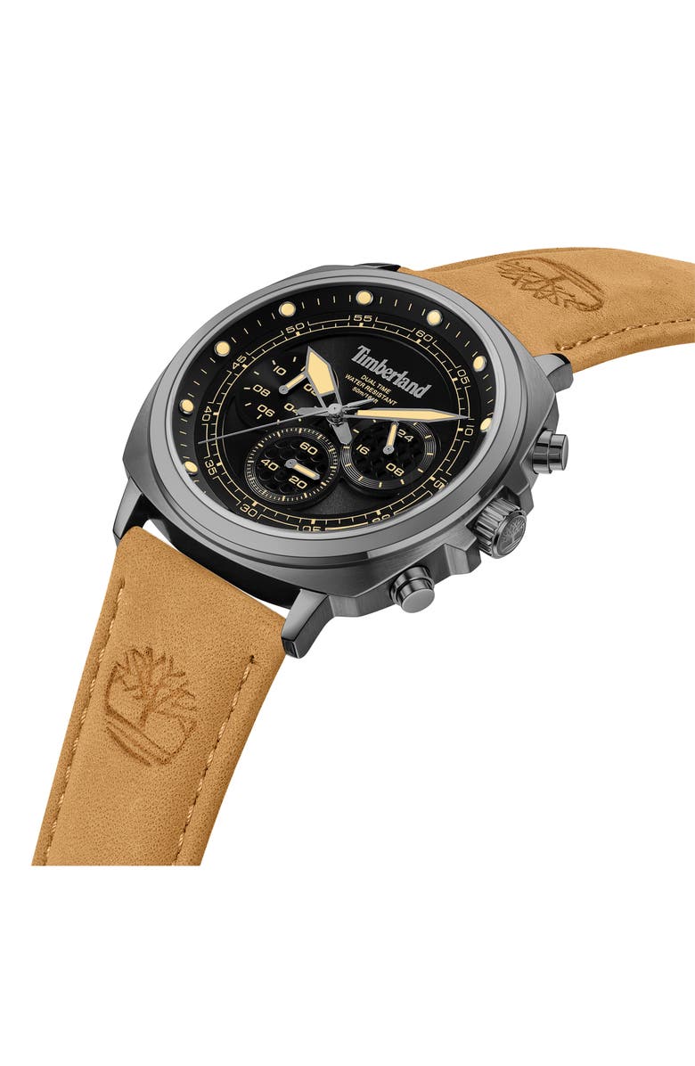 Timberland Williston Multifunction Chronograph Leather Strap Watch, 43.5mm x 46.5mm, Alternate, color, 