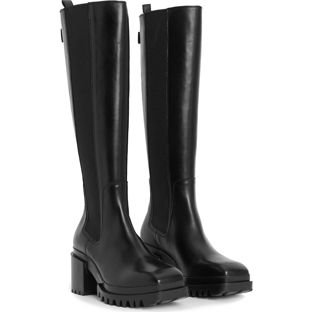 Allsaints Natalia Knee High Leather Boots In Black