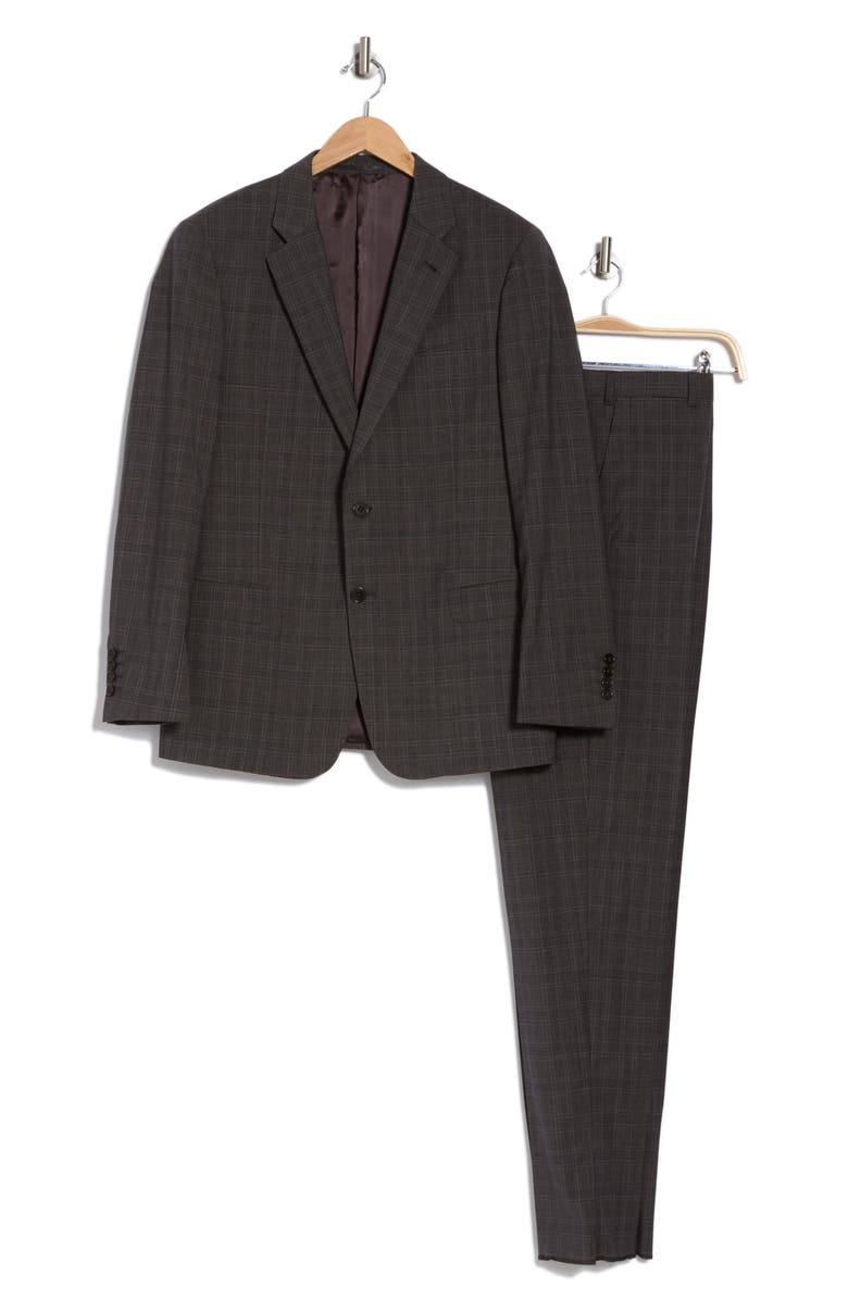 Armani Collezioni Plaid Wool Suit, Alternate, color, Grey