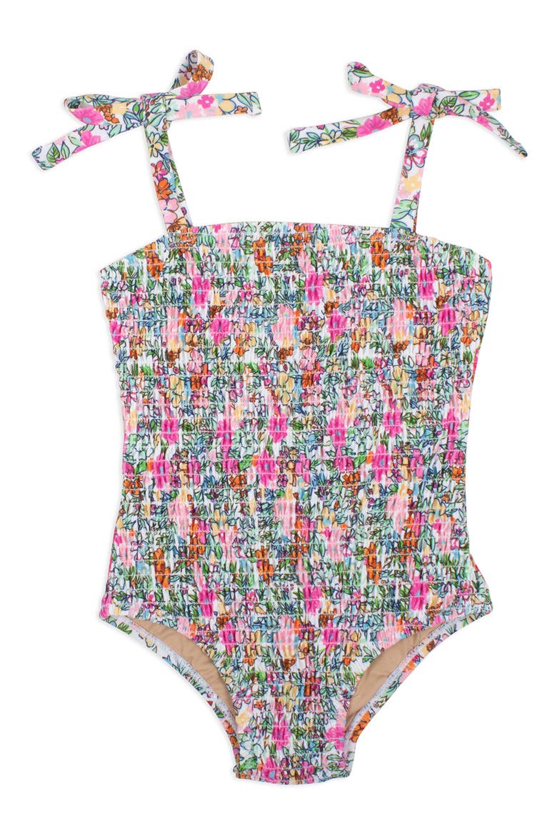 Kids' Lib Smocked One-Piece Swimsuit, Main, color, MULTI