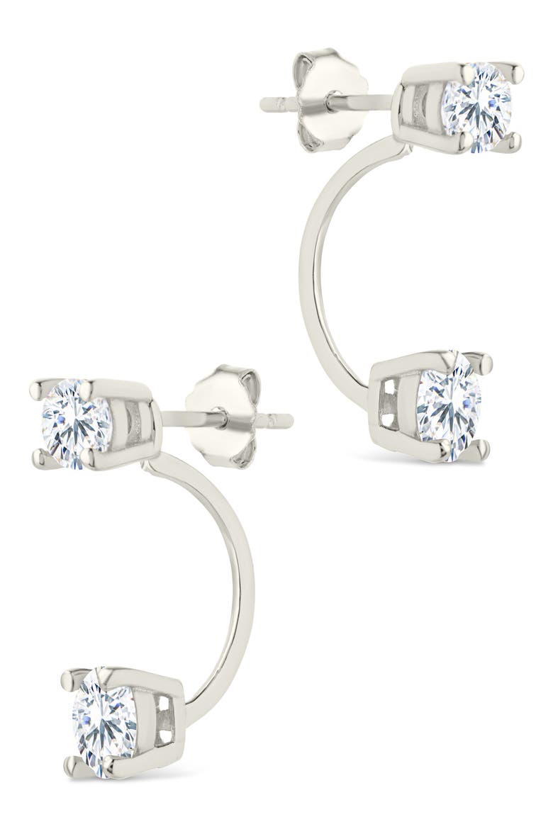 Brillant Cubic Zirconia Front/Back Drop Earrings, Alternate, color, SILVER