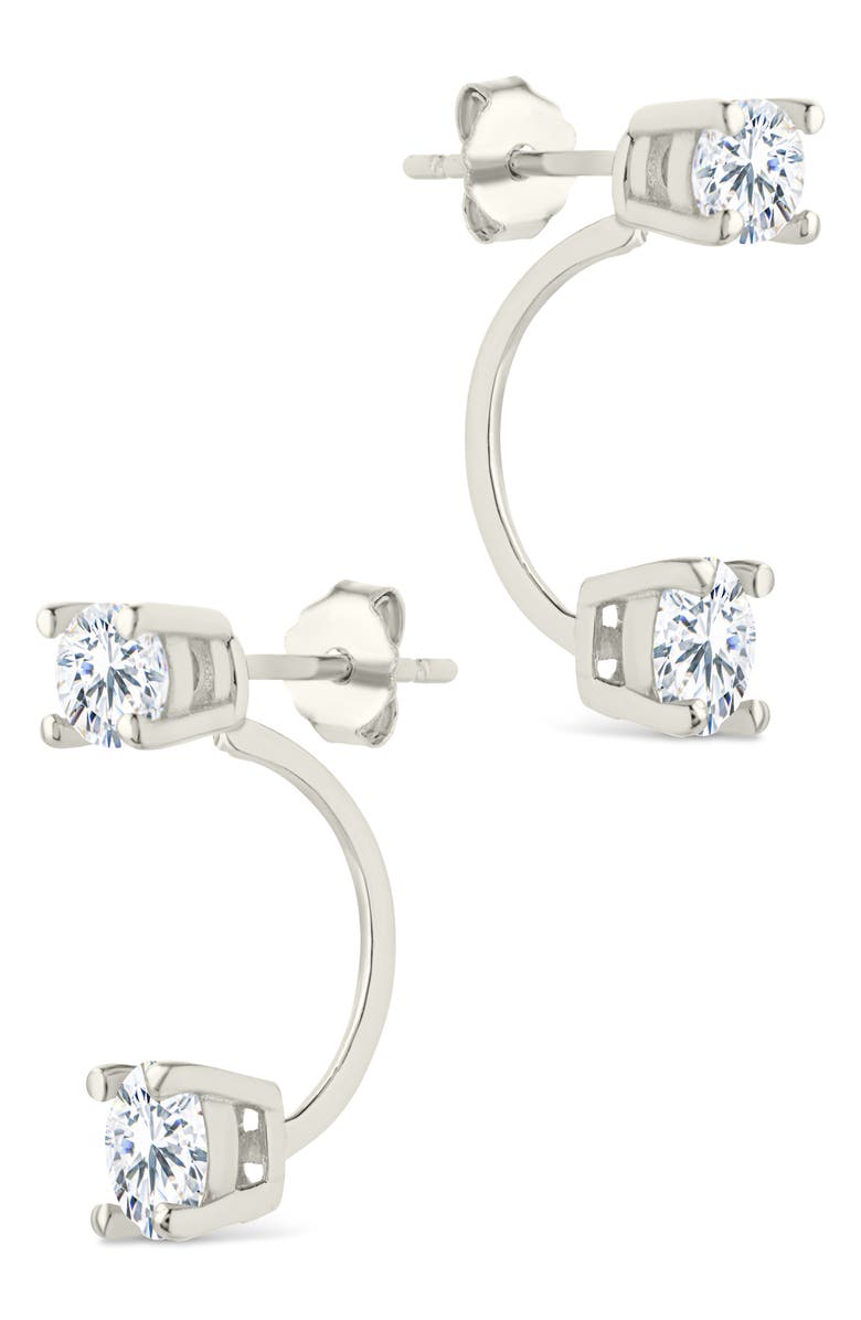 Sterling Forever Brillant Cubic Zirconia Front/Back Drop Earrings, Alternate, color, Silver