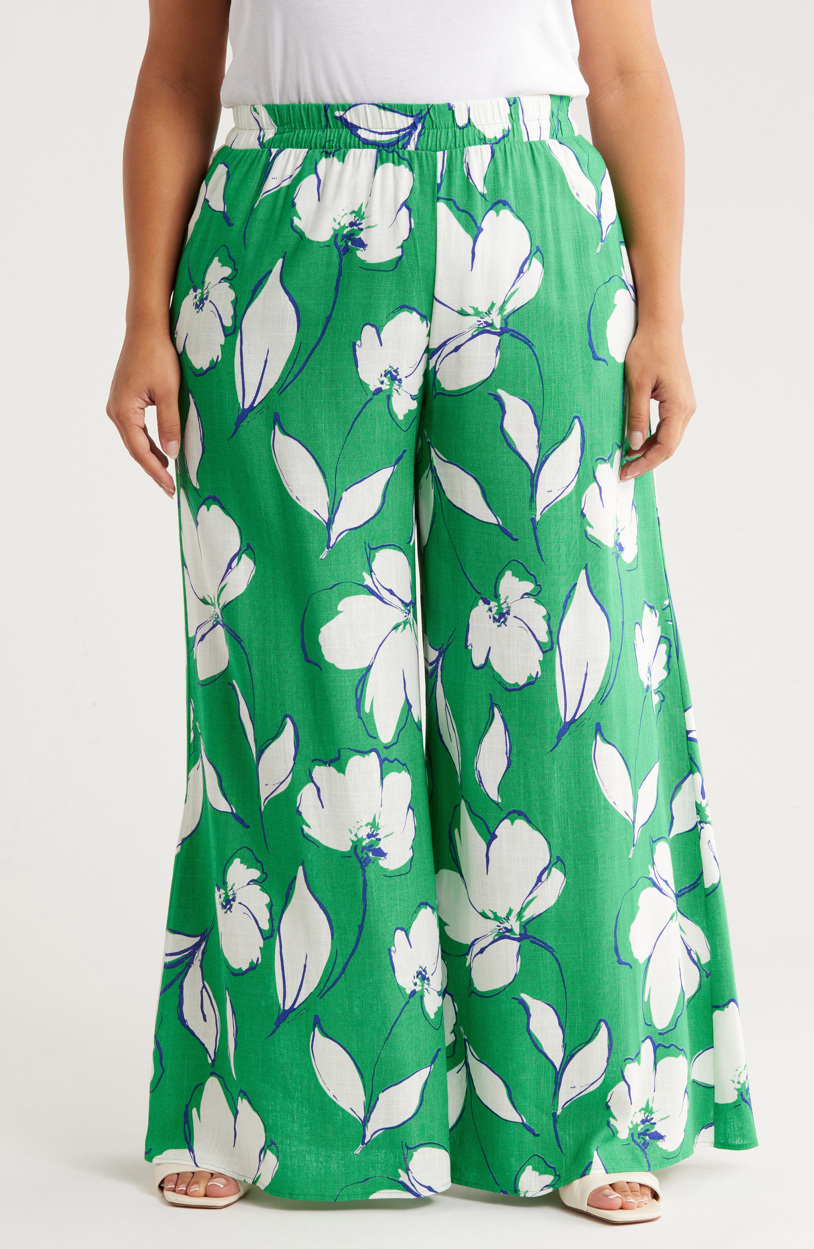 Renee C Floral Print Wide Leg Pants