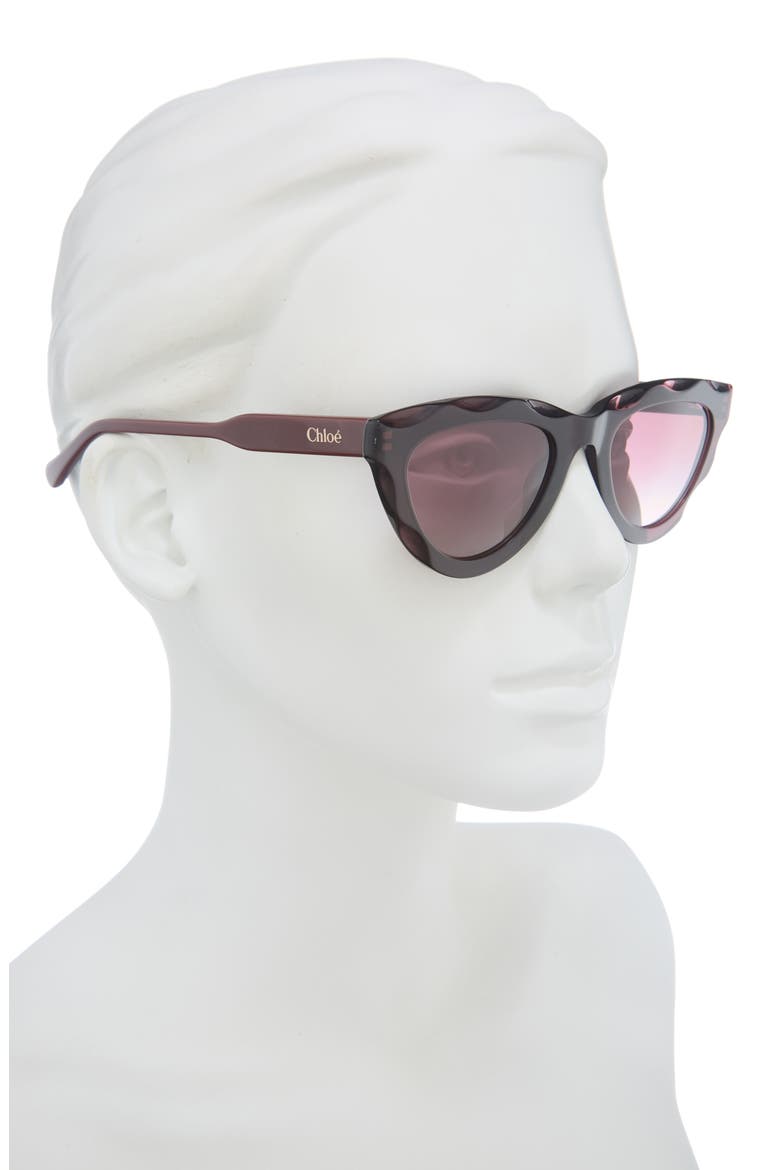 52mm Cat Eye Sunglasses, Alternate, color, VIOLET BURGUNDY RED