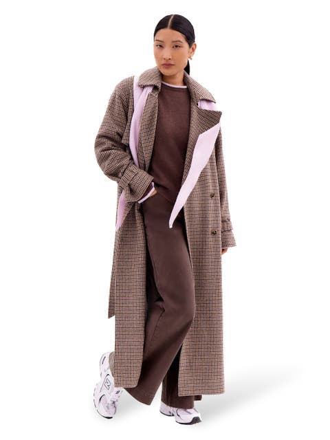 Multi Check Trench Belted Coat