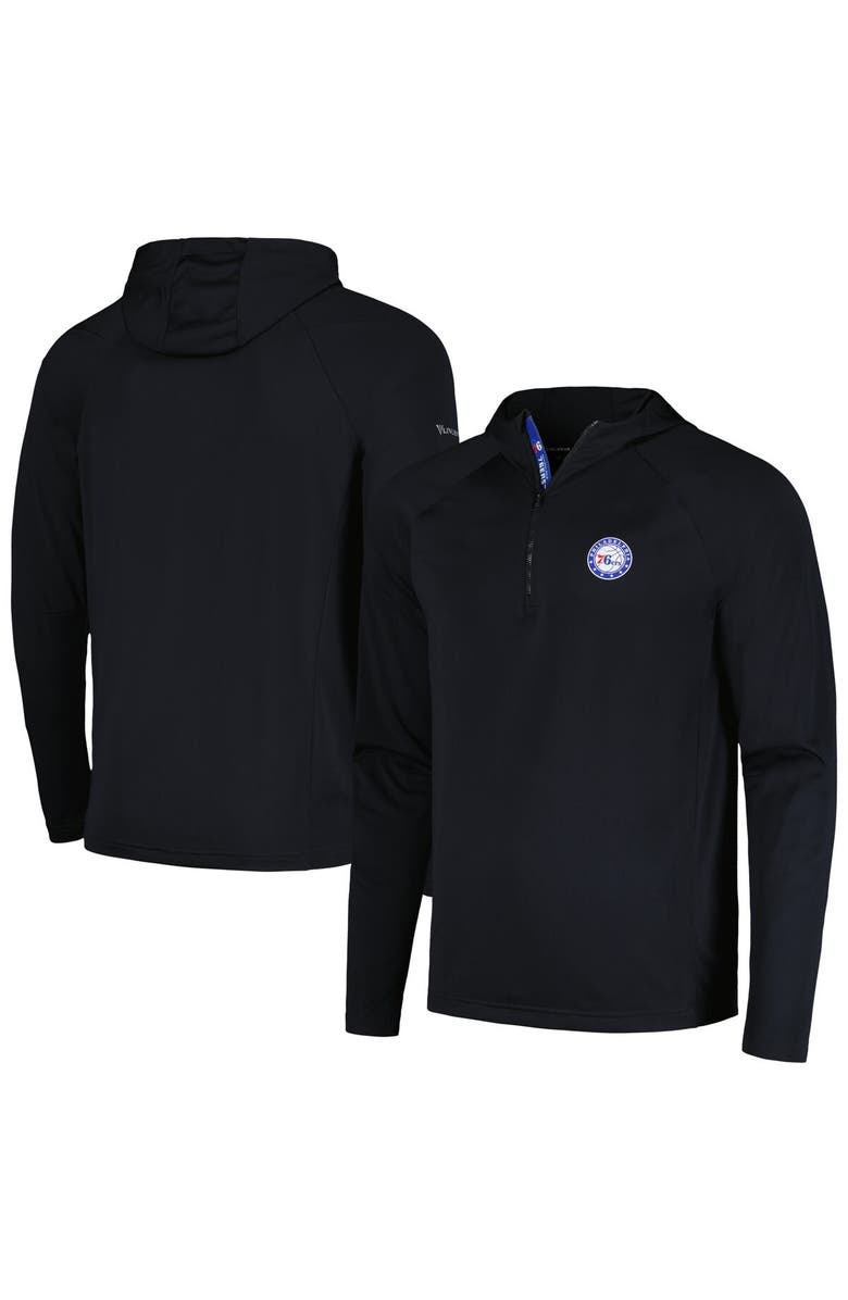 LEVELWEAR Men's Levelwear Black Philadelphia 76ers Zander Hoodie Raglan Quarter-Zip Top, Alternate, color, Black