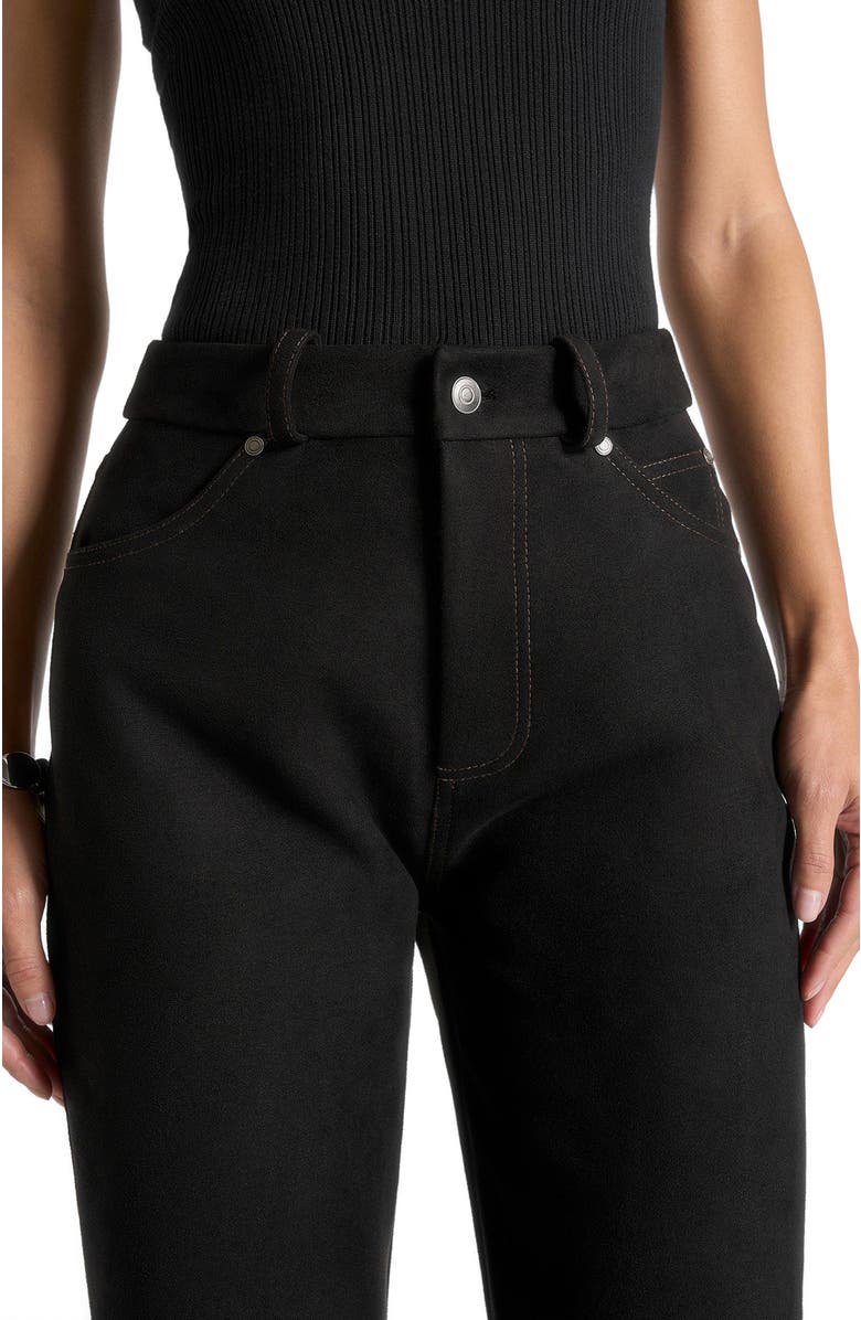 Manière De Voir Kalie Suede Boyfriend Jeans, Alternate, color, Black
