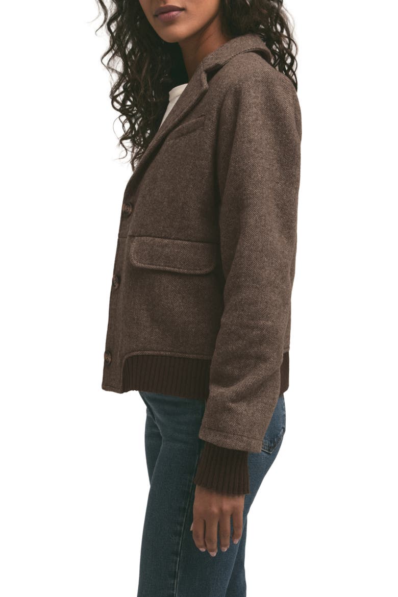 The City Herringbone Bomber Jacket, Alternate, color, CHOCOLATE HERRINGBONE