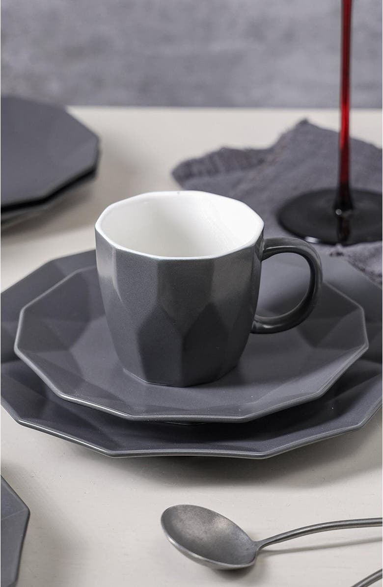 Stone Lain Jamie Porcelain 16-Piece Dinnerware Set, Alternate, color, Grey