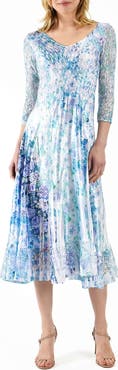Komarov Tiny Rose Dress with Lace 3/4 Sleeve