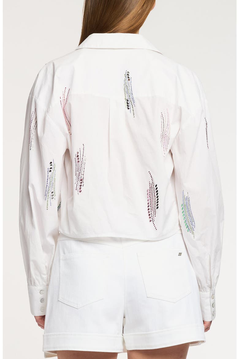 Marianna Paillette Whirl Stretch Poplin Button-Up Shirt, Alternate, color, WHITE