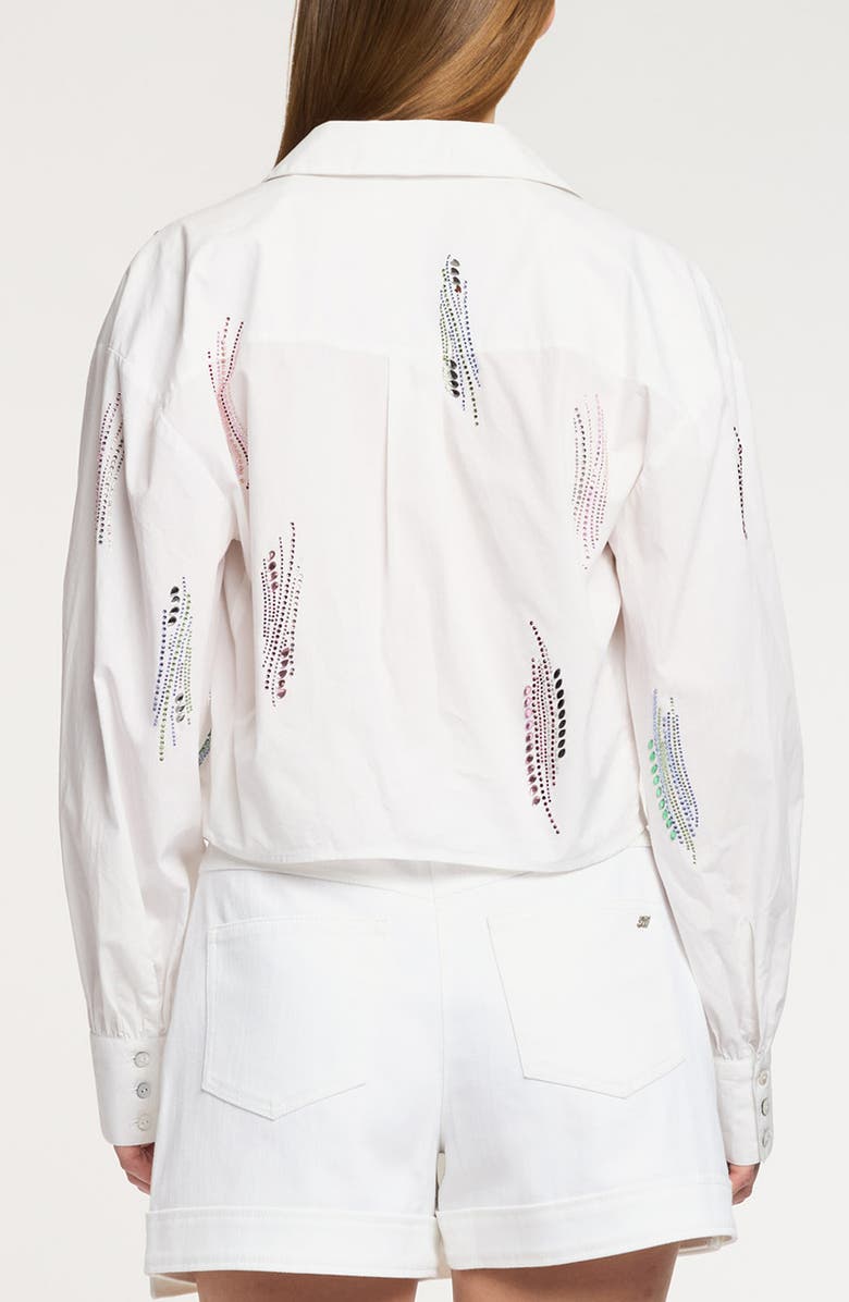Cinq à Sept Marianna Paillette Whirl Stretch Poplin Button-Up Shirt, Alternate, color, White