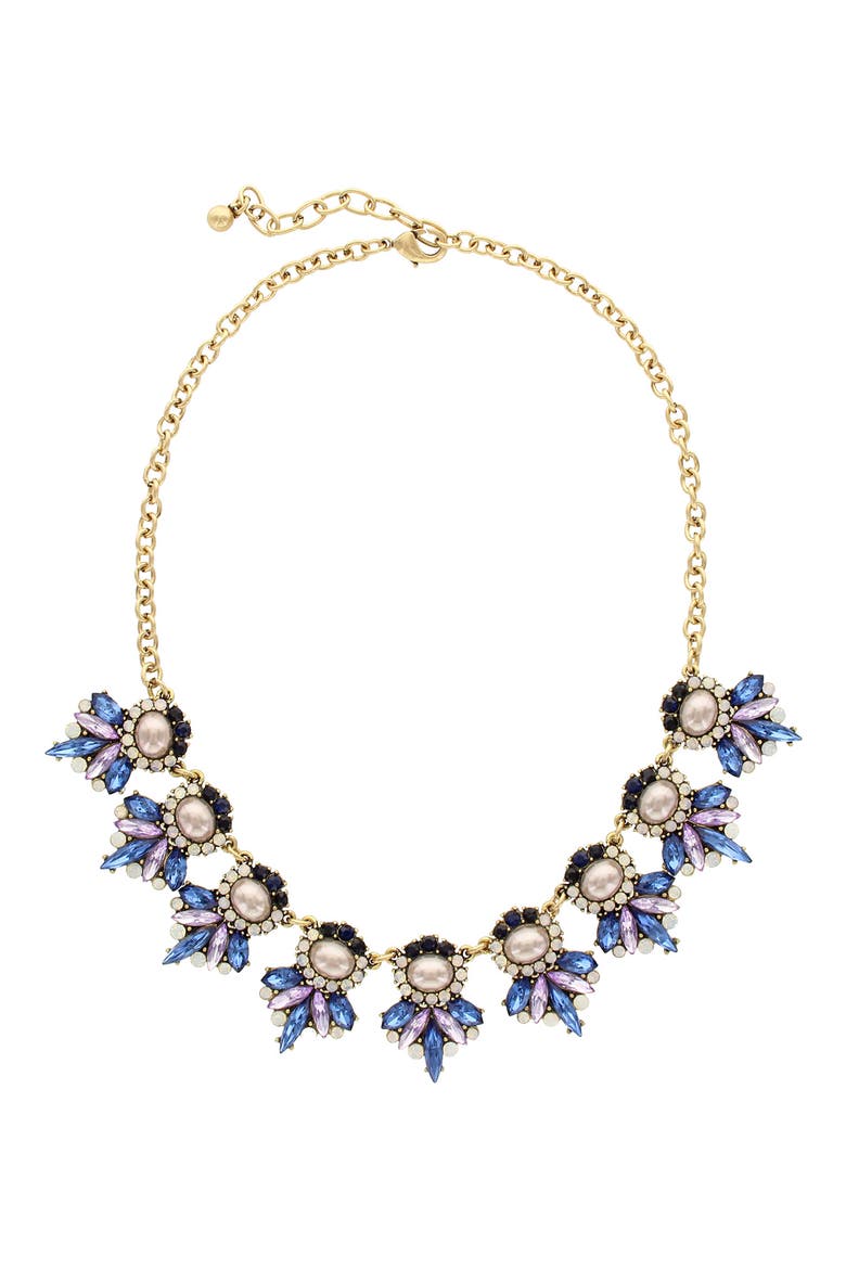 Juliet Cluster Frontal Necklace, Alternate, color, BURNISHED GOLD / BLUE
