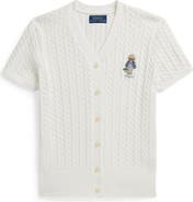 Polo Ralph Lauren Kids' Embroidered Cable Cotton Short Sleeve Cardigan
