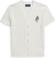 Polo Ralph Lauren Kids' Embroidered Cable Cotton Short Sleeve Cardigan