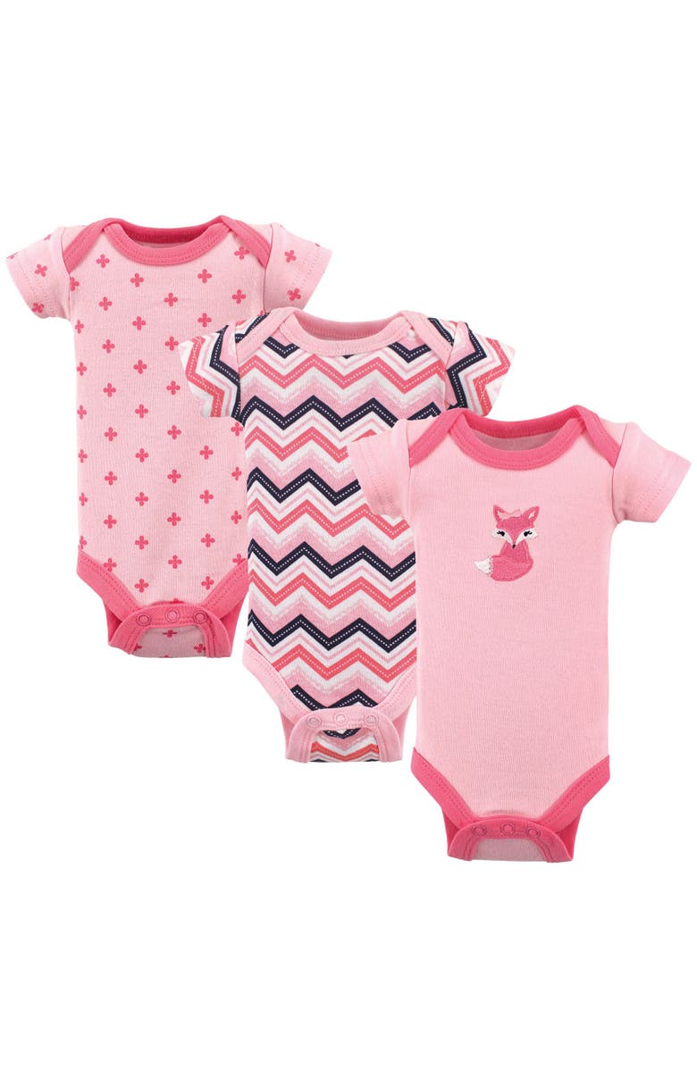 Luvable Friends Cotton Snapsuits for Petite Infant Girls, Main, color, Foxy