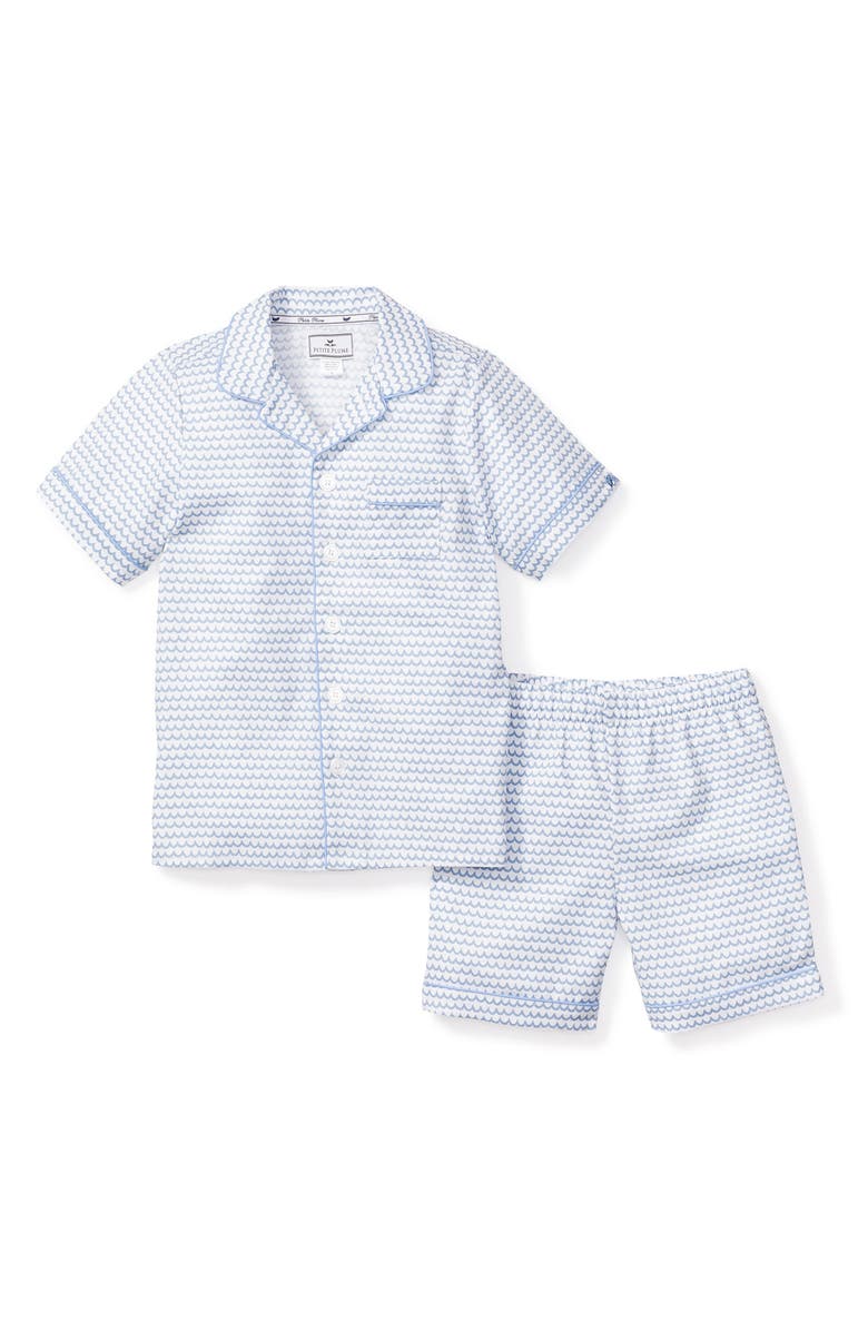 Petite Plume La Mer Two-Piece Short Sleeve Pajamas, Main, color, Blue