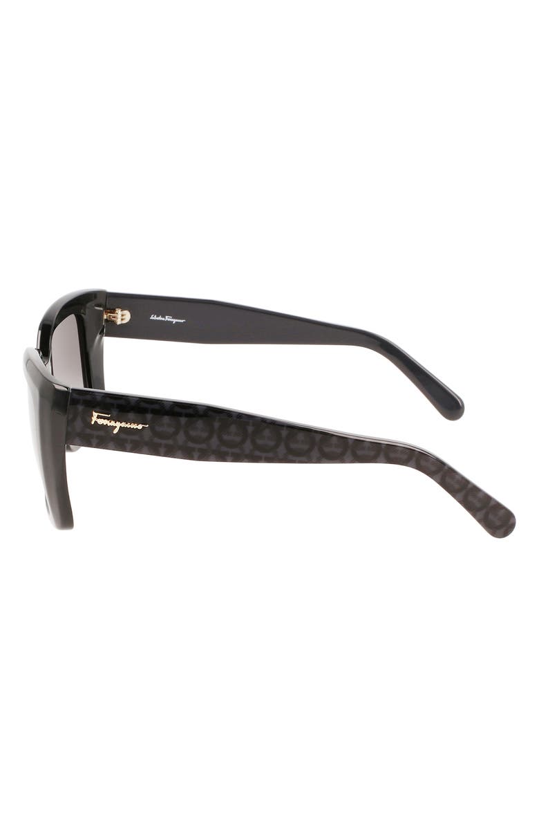 FERRAGAMO Gancini 55mm Gradient Rectangular Sunglasses, Alternate, color, Black