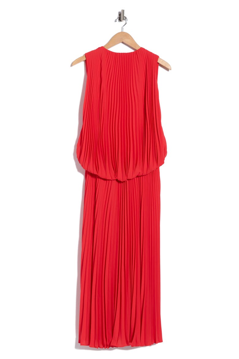 Sleeveless Plissé Dress, Alternate, color, RED