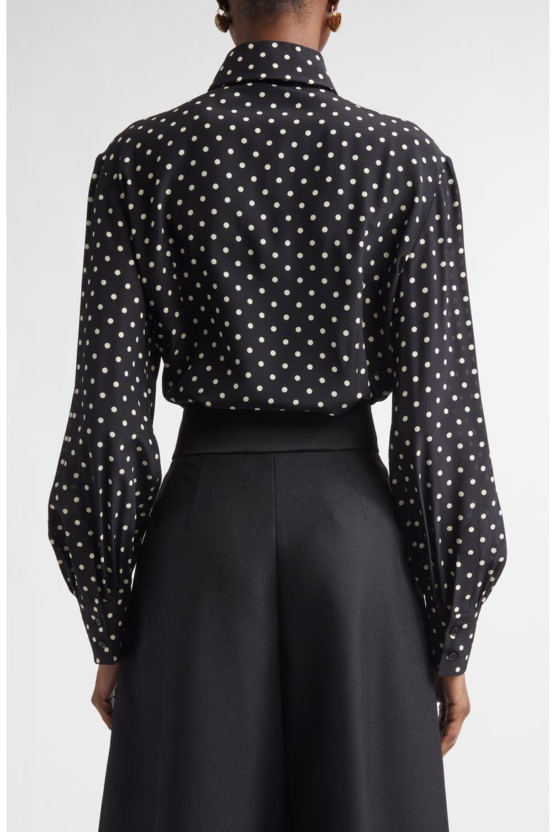 Dot Silk Crêpe de Chine Shirt, Alternate, color, BLACK/ WHITE