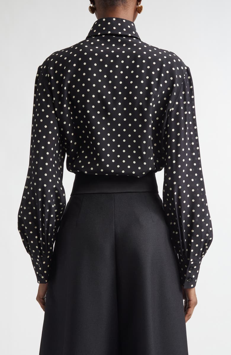 Valentino Dot Silk Crêpe de Chine Shirt, Alternate, color, Black/ White