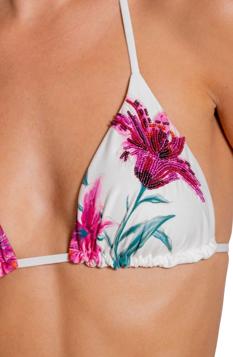 Cosita Linda Beaded Floral Triangle Bikini Top, Alternate, color, 