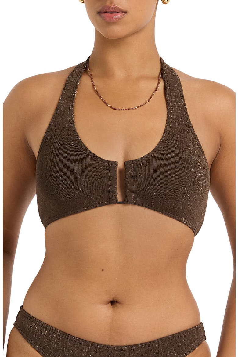 Bailey Crop Halter Bikini Top, Main, color, WALNUT