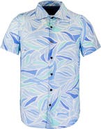 Lords of Harlech Simple Leaves Short Sleeve Fine Linen Shirt