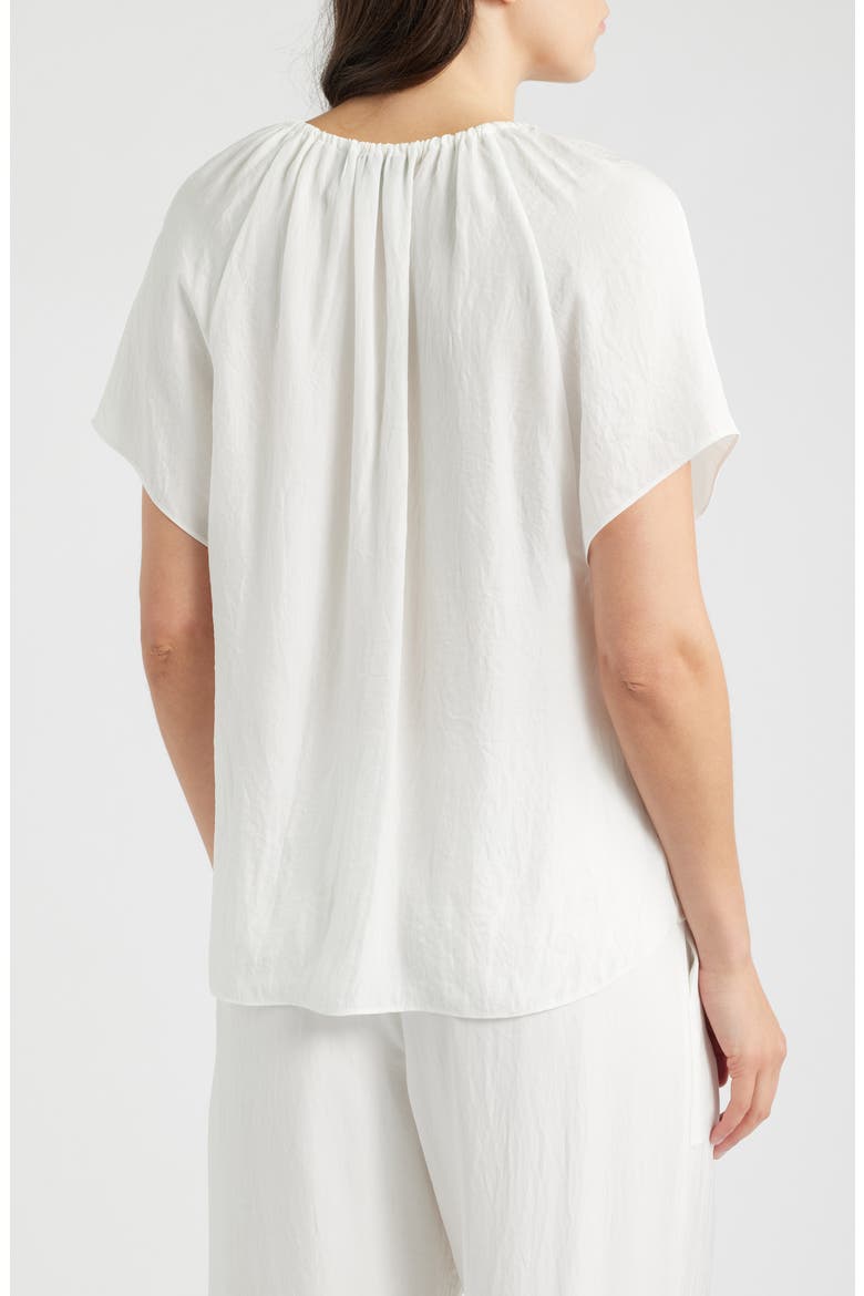 Gathered Tie Neck Top, Alternate, color, WHITE
